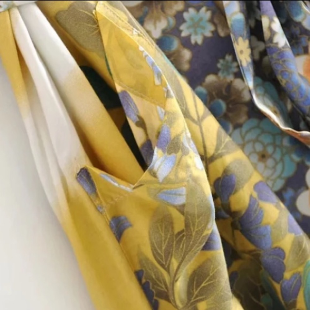 SOLD OUT Yellow Gypsy Willow Floral Open Kimono Duster - Picture 7 of 7